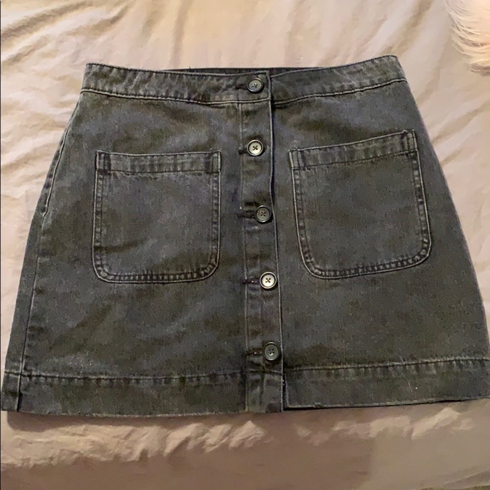 Free People Black Denim Skirt